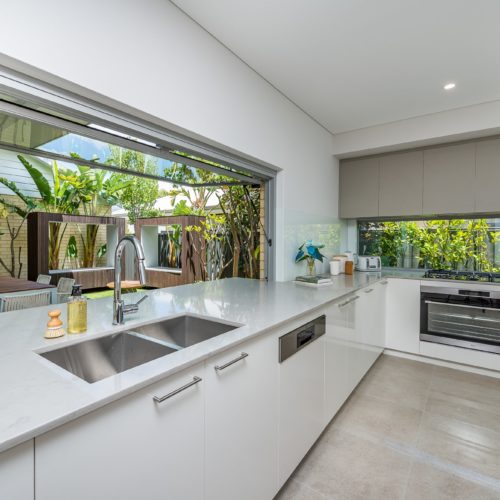 Modern and neutral kitchen.